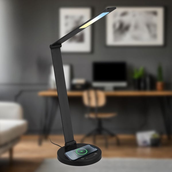 LED Schreibtischlampe Tischlampe Büro Induktive Ladefläche Dimmbar Touch CCT