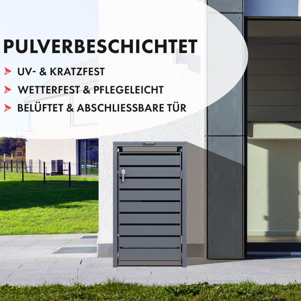FLOORDIREKT Mülltonnenbox Magnus mit Edelstahlrahmen 68 x 80 x 116 cm - 1 Tür