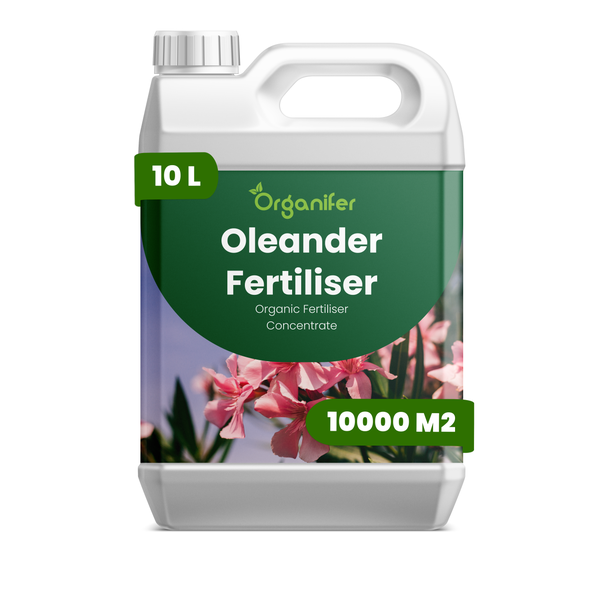 Organifer Oleander-Dünger, organisches Düngerkonzentrat, 10 Liter Kanister für circa 10000 Quadratmeter.