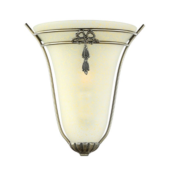 Wandleuchte mit Glaslampenschirm und Metallgestell