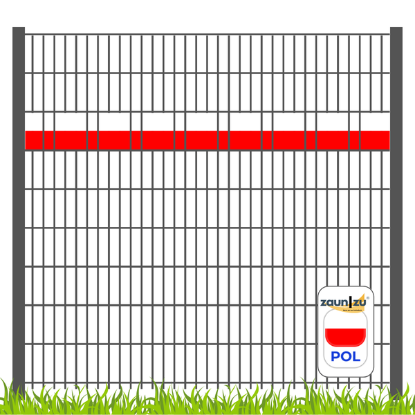Zaun aus Metall mit ZaunZu Herkunftszeichen Polen