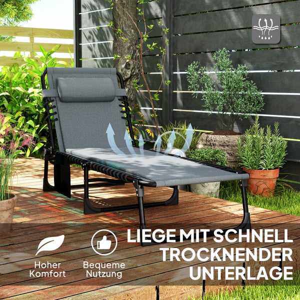 Gartenliege mit verstellbarer Rückenlehne und den Maßen