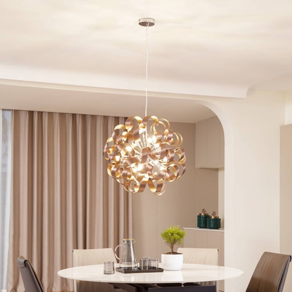 Lucande Pendelleuchte Kaelor (Design, Modern) in Kupfer aus Aluminium (12 flammig G9) - Deckenlampe Esstischlampe Hängelampe Hängeleuchte Wohnzimmerleuchte