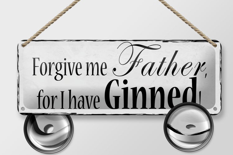 Blechschild Spruch 27x10cm forgive me Father i have Ginned Dekoration