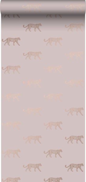 Origin Wallcoverings Tapete Panter Altrosa und Gold - 53 cm x 10.05 m - 347729