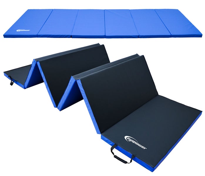 300x100 Klappbare Gymnastikmatte - 5cm dicke Turnmatte Blau Schwarz