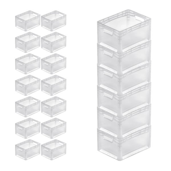 PROREGAL SuperSparSet 20x Transparenter Eurobehälter LightLine mit Offenem Griff und Auflagedeckel HxBxT 22 x 30 x 40 cm 24 Liter Eurobox