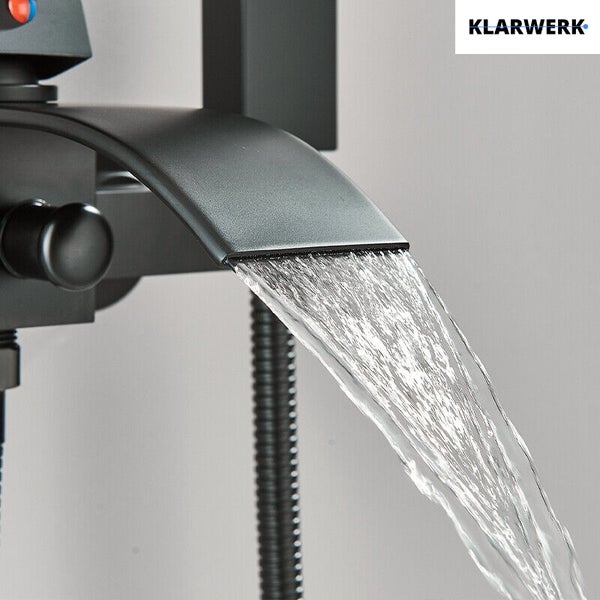 Klarwerk Wannenarmatur mit Wasserfall Auslauf und Handbrauseanschluss