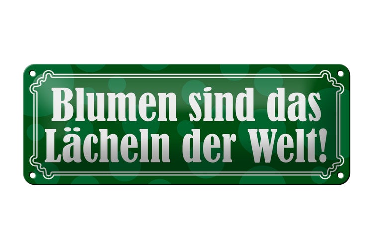 Blechschild Spruch 27x1cm Blumen sind das Lächeln der Welt Dekoration