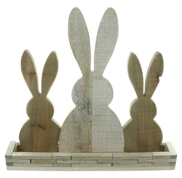 FRANK FLECHTWAREN | Hasendeko Dreierlei, HOLZ, 51 x 11 x 47,5 cm