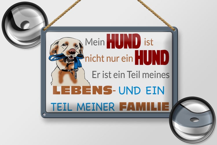 Blechschild Spruch 30x20cm Hund ist Teil meines Lebens