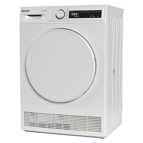 Telefunken T-11-400-W Kondenstrockner 7kg Trockner mit 15 Programmen Startzeitvorwahl & Knitterschutz weiß