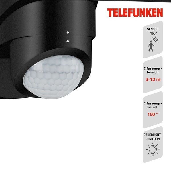 LED Außenstrahler Außenlampe Sensor Bewegungsmelder IP44 20W Weiß Telefunken