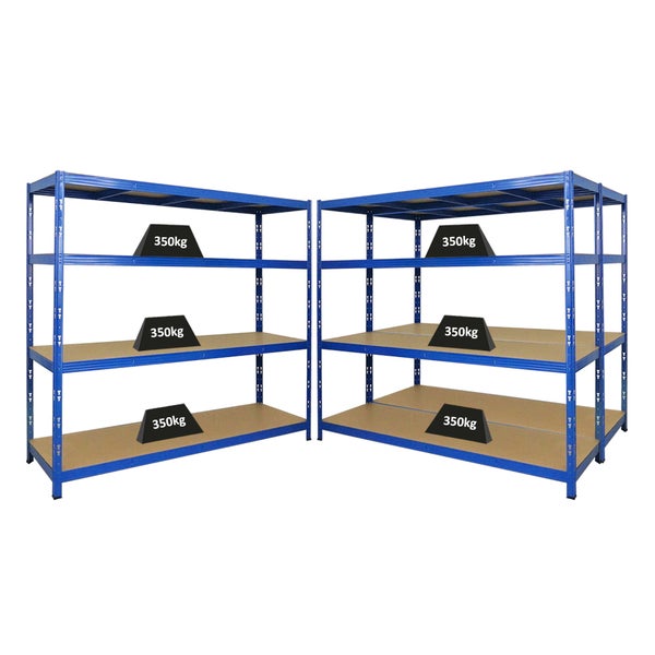 PROREGAL Mega Deal 3x Profi Schwerlastregal Goliath HxBxT 180 x 200 x 60 cm Fachlast 350 kg Blau