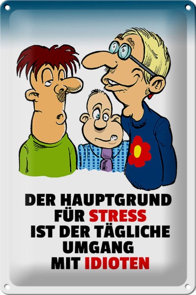 Blechschild Spruch 20x30cm Hauptgrund für Stress