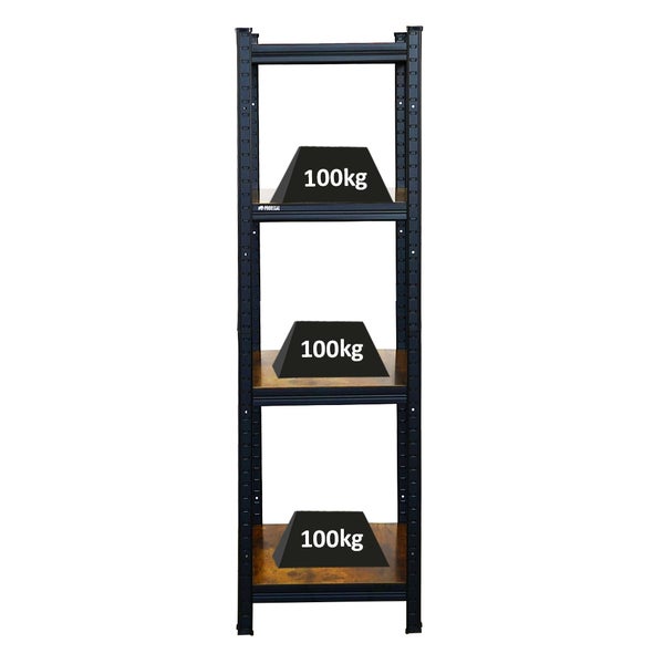 PROREGAL Vintage Series Schwerlastregal Ragnar für Gesamtlast 400 kg Maße: 150x45x45cm Vintagebraun-Schwarz, Kellerregal, Steckregal, Garagenregal, Lagerregal
