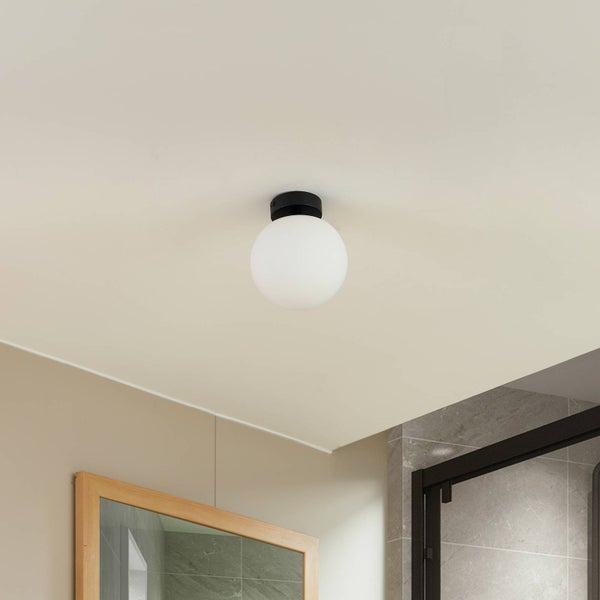 Lucande Deckenlampe Bidolo (spritzwassergeschützt in Schwarz aus Metall (1 flammig, E14) - Bad Deckenleuchte Lampe Badezimmerleuchte