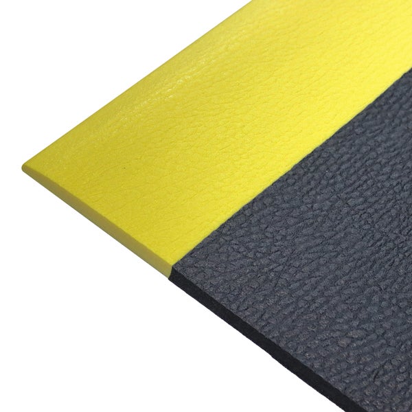 PROREGAL Anti-Ermüdungsmatte aus Vinyl | HxBxT 1x90x100cm | gelb/schwarz | Arbeitsplatzmatte | Anti-Rutsch, Matte, Fußmatte