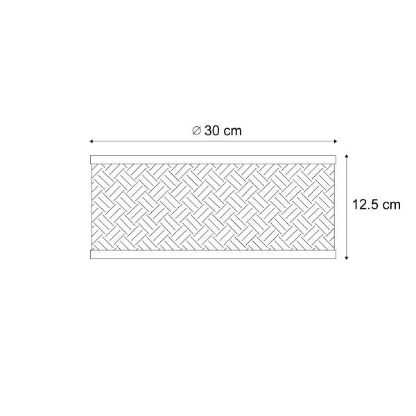 Technische Zeichnung einer Dekorfachplatte mit den Maßen 30 mal 12,5 Zentimeter