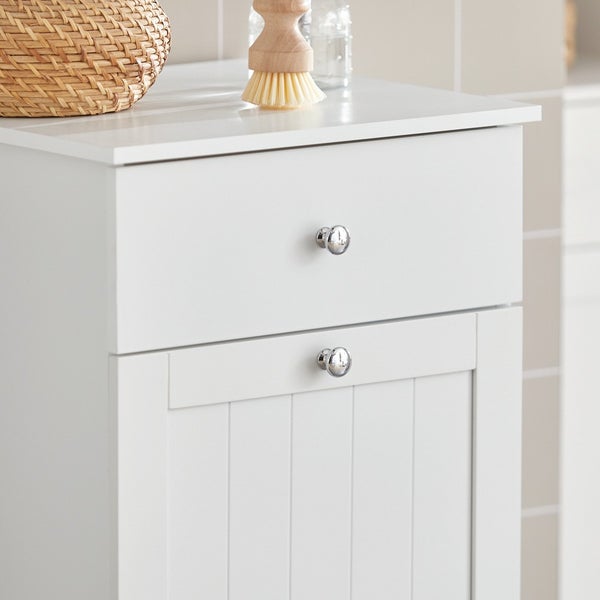 Weißer Badschrank mit Schublade und Tür