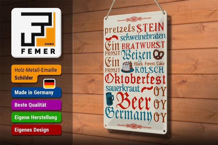 Blechschild Spruch 20x30cm Oktoberfest Beer Wurst Germany
