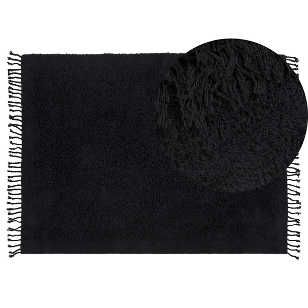 Teppich BITLIS Schwarz 140 x 200 cm Baumwolle