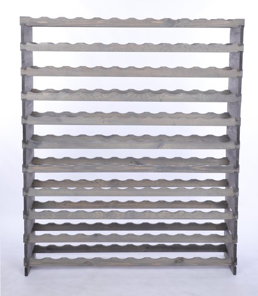 Weinregal VINOTECA FLEX PRO HxBxT 149x123x28cm 132 Flaschen auf 11 Ebenen Massives Kiefernholz Grau