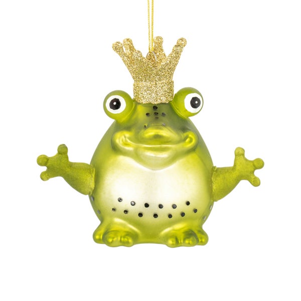 Frosch mit Krone als Weihnachtsbaumschmuck