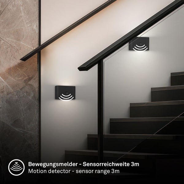 LED Wandleuchte Wandlampe ohne Stromanschluss Bewegungsmelder Akku ohne Bohren