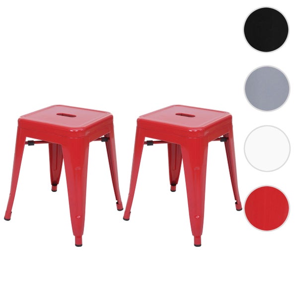 Zwei rote Stahlhocker