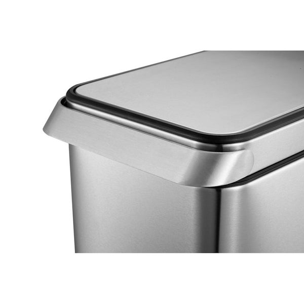 PROREGAL Eleganter Abfalleimer Aus Gebürstetem Edelstahl Mit Touch Bar 30 Liter HxBxT 62,3 x 26 x 40,8 cm Silber