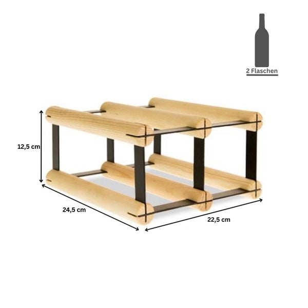PROREGAL Modulares Weinregal Vinotega Mod Metal HxBxT 12,5 x 22,5 x 24,5 cm 2 x 1 Flaschen Massives Kiefernholz Natur