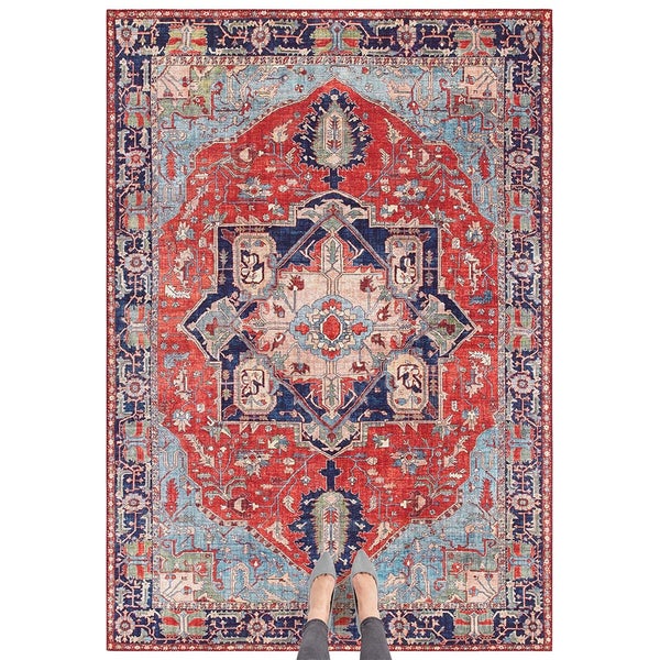 Kurzflor Teppich Hamadan Orientrot - 80x150x0,7cm