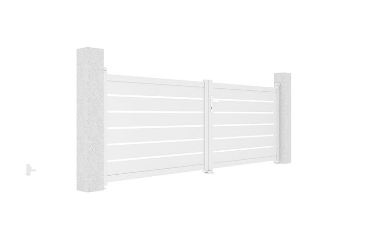 Flügeltor 3,5 m VOGEL H.120 cm Weißaluminium + Motorisierung RANGER B150