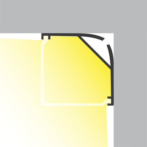 Eckmontage für LED-Streifen zur indirekten Beleuchtung