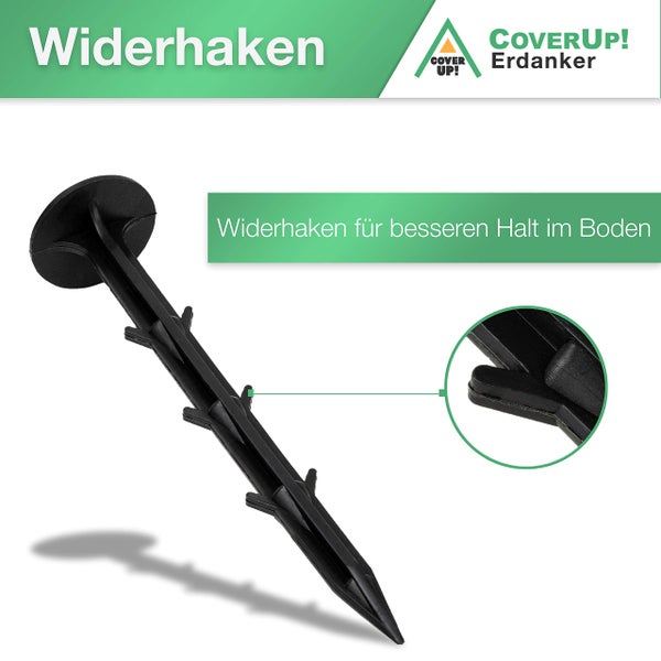 CoverUp! Erdanker für Unkrautvlies [20 Stück] – Extrem Stabil – Erdnägel aus bruchfestem Kunststoff…