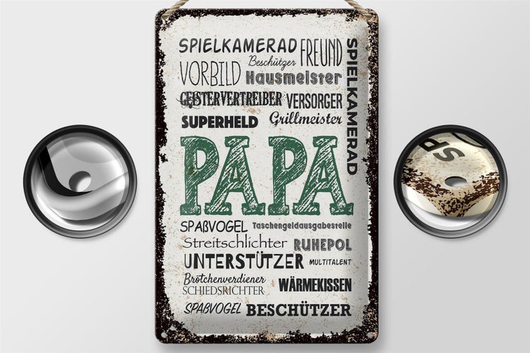 Blechschild Spruch Papa Spielkamerad Beschützer Freund 20x30cm