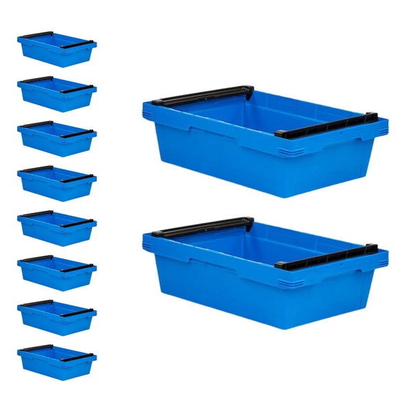 PROREGAL SuperSparSet 10x Conical Mehrweg-Stapelbehälter mit Stapelbügel Blau HxBxT 17,3 x 40 x 60 cm 29 Liter Lagerbox Eurobox Transportbox