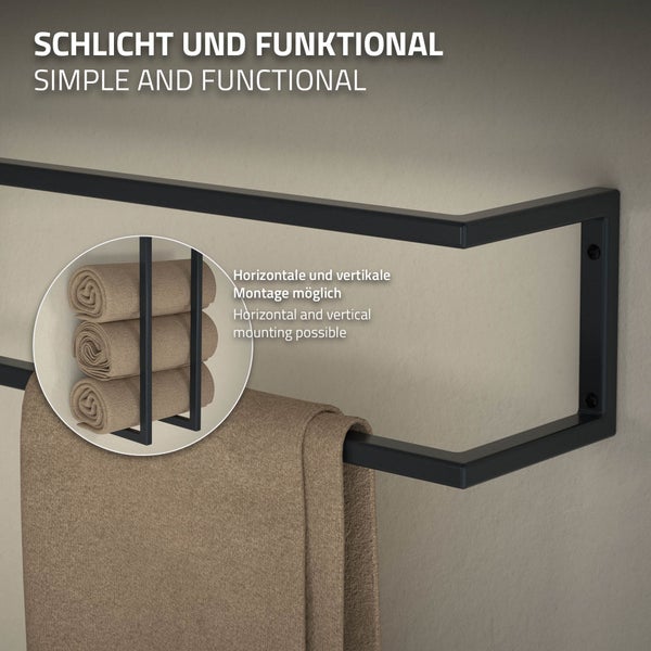 ML-Design Handtuchhalter, Stahl, 15 x 15 x 80 cm, Anthrazit, Handtuchregal, Handtuchständer, Handtuchstange, Badezimmer Wandhalterung, Gästehandtuchhalter, Vertikal oder Horizontal Wandmontage