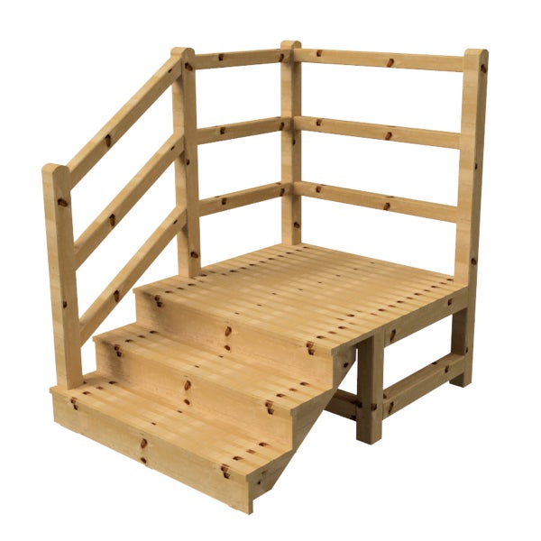 Holztreppe mit Geländer für den Außenbereich