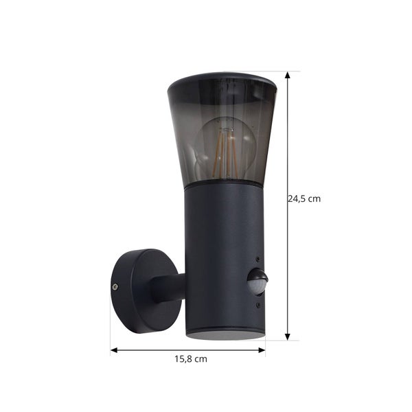 Lindby Wandleuchte außen Heulo mit Bewegungsmelder (spritzwassergeschützt (Modern) in Schwarz aus Aluminium (1 flammig, E27) - Wandlampe für Außenwand/Hauswand Haus Terrasse und Balkon