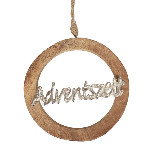 Dekorativer Adventszeit-Anhänger aus Holz mit Schriftzug
