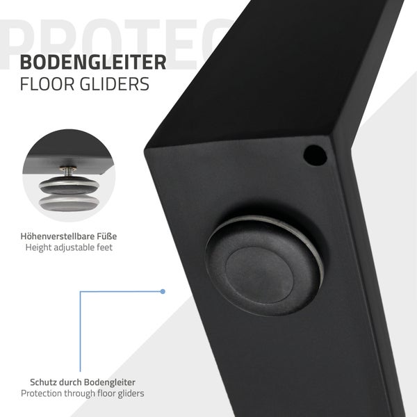ECD Germany 2er Set Tischbeine 30x43 cm, Schwarz, Stahl pulverbeschichtet, Industriedesign, Vierkantprofil, Metall Tischkufen Tischuntergestell Tischgestell Möbelfüße Bankkufen Bankgestell Bankbeine