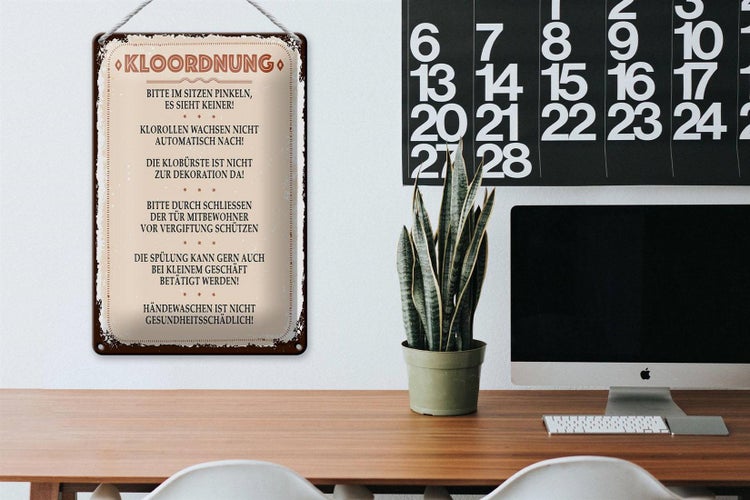 Blechschild Spruch Kloordnung bitte im sitzen pinkeln 20x30cm