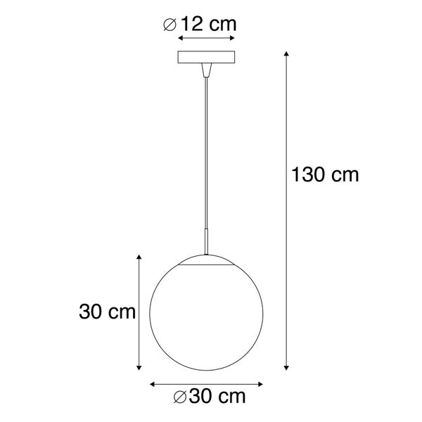 Art Deco Hängelampe Kupfer mit Klarglas 30 cm - Ball 30