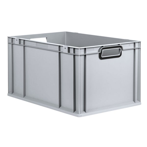Eurobox NextGen Color, HxBxT 32x40x60cm, 65 Liter, Griffe schwarz offen, Verstärkter Boden, Grau, Eurobehälter, Transportbox, Transportbehälter, Stapelbehälter