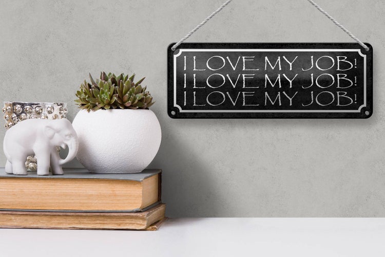 Blechschild Spruch 27x10cm i love my Job liebe meine Arbeit Dekoration