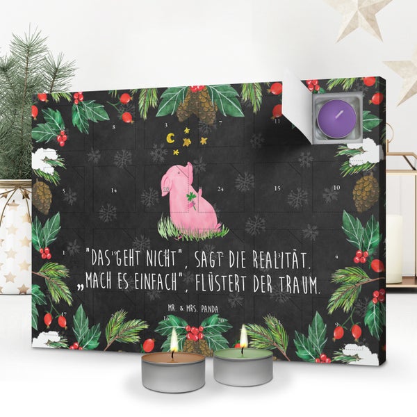 Mr. & Mrs. Panda Duftkerzen Adventskalender Schwein Glück - Schwarz