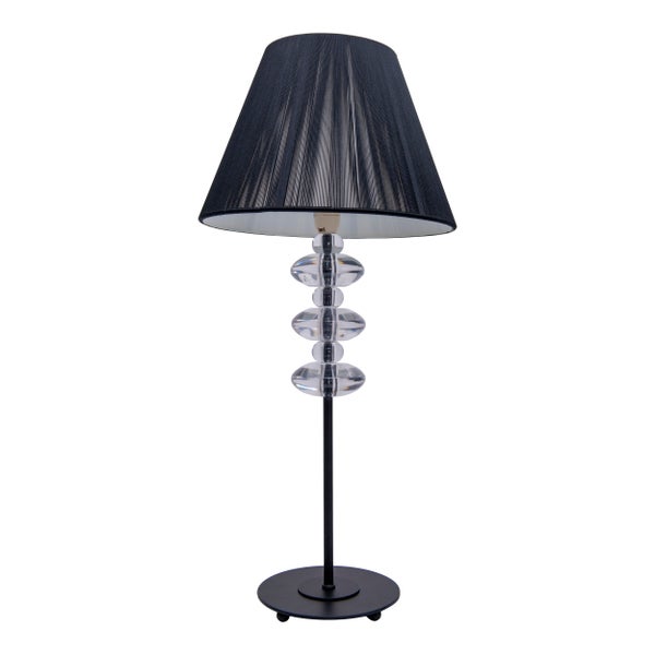 Tischleuchte mit Schirm und Kristallglasfuß