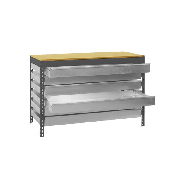 PROREGAL Werkbank Buffalo mit Schubfächern HxBxT 84 x 90 x 61 cm Traglast 600 kg Anthrazit